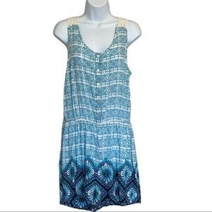 Aqua Lace Multipattern tank Romper Size L